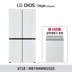 LG전자 (올화이트)디오스 오브제 메탈 더블매직 6도어 냉장고 (M874MWW252S)+ LG김치냉장고