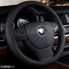 청아이 차량용 퀄팅 논슬립 핸들커버, 블랙 블랙