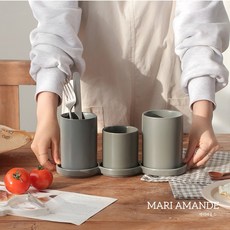 마리아몽드 북유럽 심플 2구 3구 물빠짐 수저통 (화이트/그레이), 그레이