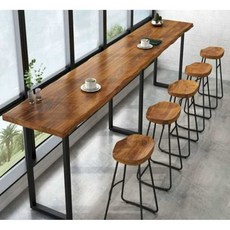 제이라프 다찌 테이블 슬림 업소용 식탁 의자 카페 200x40x105 일자형 일자 와인바, 철제 원목 사과 의자, 골격 구조, 조립하다., 1개