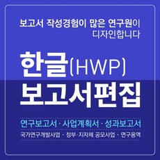 한컴오피스 한글 보고서 편집해드립니다. (사업계획서 연구계획서 성과보고서 hwp 디자인 업체)