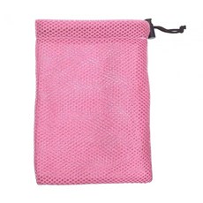 작은 메쉬 Drawstring 가방 물건 자루 스포츠 장비 가방 테니스 공 비치 장난감 체육관에 대 한 휴대용 스토리지, 분홍색, 15.5cmx21cm, 폴리에스테르