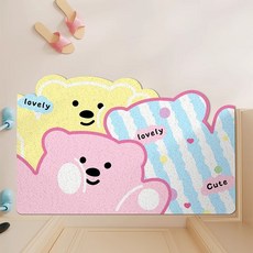 귀여운 동물 코일현관매트 북유럽 감성 카페트 판다곰 베어 강아지 고양이 홈 논슬립 베란다 발코니 가정 업소 발매트 자르기 가능 멀티 홈 오브제, 5번-쌓인 곰돌이