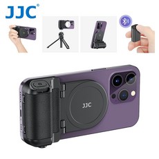 JJC 마그네틱 스냅그립 핸드폰 핸드 그립 맥세이프 핸드헬드 리모컨 핸들 셔터 폰 삼각대 마운트 브이로그 아이폰 15 14/13 용, 1개