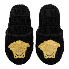 Versace Home LogoMania 슬리퍼 - 블랙/골드/Bronze