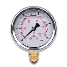 Pressure Gauge with Radial Connection Stainless Steel IP65 2.48'' with Bottom Connector 1/4 Gly