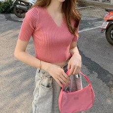 TI_마켓보물섬패션마켓7 gnt2050c05b 패션마켓 브이넥니트 브이골지니트 크롭니 봄니트 여름니트 골지크롭니트 데이트룩 골지니트부재시_문자요망