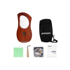 ammoon 하프 리라 7 현 라이어 목조 마호가니 바디 휴대 가방 포함, 자세한 내용은 참조, 자세한 내용은 참조