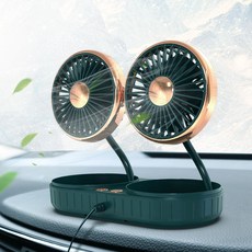 차량용 사무실용 듀얼 USB 선풍기 3단 접이식 360각도, 실버블랙, B60-실버블랙