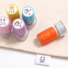 두루디자인 [의류용] 롤리팝 미니 원형 스탬프, 옐로우, 의류용 검정