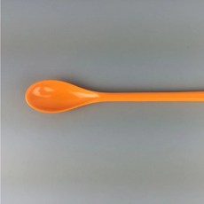 긴 손잡이 커피 스푼 컬러 플라스틱 교반 스푼 스테인리스 스틸 식기 계절 수프 스푼 식품 등급 재료, 2.Orange, 1개