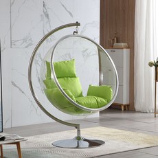 NMcrystal 투명한 흔들의자 스윙체어 1인용 쇼파 발받침대 그네 안락 락킹체어 거실 포토존, 2. 실버 색상 (고리형), 1개