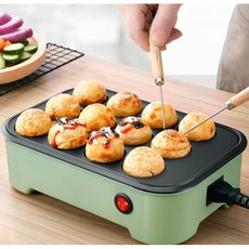 문어빵 타코야끼 만들기 셀프 미니 타코야키팬 기계 메이커 그린+뚜껑, 화이트 두껑미포함