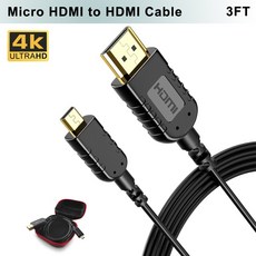 호환 FOINNEX울트라 씬 플렉서블 마이크로 HDMI to 케이블 3 피트 짐벌 고프로 히어로 7 블랙 캐논 카메라 스태빌라이저용