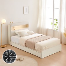 동서가구 클라우드 아쿠아패브릭 LED 1단 3서랍 수납침대 SS 양면매트포함 DF924817, 화이트