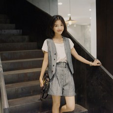 다온셀러 트잇세트 여름 작은 키 코디 학원 무드 캐주얼 정장 여성 달짝지근함 가염 쓰리