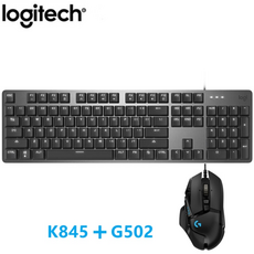 유선마우스 Logitech K845 K835 금속 기계식 키보드 G502 G102 유선 게임용 마우스 키보드 사무실 키보드 Black Hat TTC Axis Red, G502HERO를 사용하는 K845