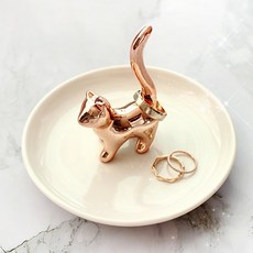 갓샵 악세사리 트레이 [로즈골드 고양이 링 홀더 반지 주얼리 보관함 거치대 걸이 정리 쥬얼리 보관], 1개