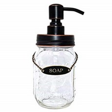 KreaSHen Mason Jar Soap Dispenser (Oil Rubbed Bronze) with Soap/Lotion Label Tag, 1