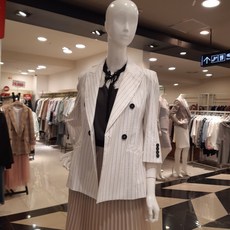 블루페페 스트라이프단추소매자켓