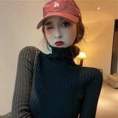 플러스 사이즈 가을과 겨울 니트 셔츠 여성 2019 새로운 패션 스트라이프 스트레치 높은 칼라 슬림 긴 소매 스웨터 셔츠