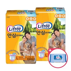 라이프리 남여공용 안심팬티 언더웨어 대형 18P x 2팩 + 손소독티슈 성인기저귀, 1set