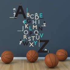 알파벳놀이 포인트스티커 시트지 인테리어 벽 레터링 아이방 유치원 어린이집 유리 창문 인테리어 카페, 혼합