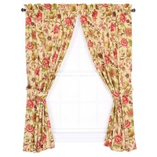 Ellis Curtain Vareen 꽃무늬 프린트 테일러드 패널 쌍 커튼 타이 백 168 x 153cm 앤티크