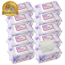 포그니물티슈 60매 10팩 1box 유아용 최신제품 빅사이즈 도톰한엠보싱