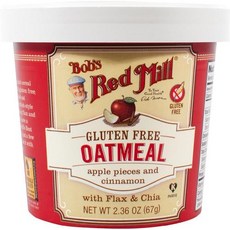 Bobs Red Mill 글루텐 프리 오트밀 컵 아침 식사 밥스 레드밀 뮤즐리 통밀 곡물 가루 파우더 제빵, 애플 & 시나몬 12개, 2.36온즈