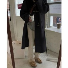 더플코트 떡볶이 코트 여성용 울 혼방 후드 호른 버튼 프레피 얼짱 스윗 롱 스타일 심플 레트로 레저 베이직 올매치 따뜻한 여성 인스타