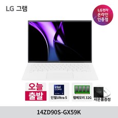 LG전자 그램 14 코어Ultra5 에센스화이트 512GB 32GB 프리도스 14ZD90S-GX59K 2024 14인치, Free DOS, 화이트