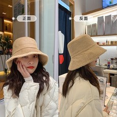 여성 겨울 램스 울 벙거지 모자 여자 버킷햇 패치워크 방한 양 털 캡 보온모자