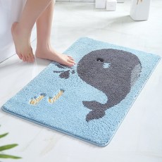 톰스타일 동물 프린팅 도톰한 욕실 화장실 발매트 발수건 미니러그, 고래, 1개