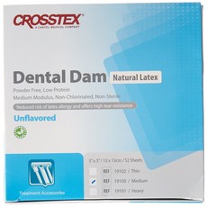 Crosstex 19100 Dental Dam Latex Unflavored Medium Gauge 5" x 5" Size Blue (Pack of 52), 1개 - 덴탈댐