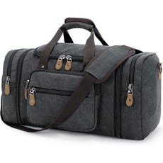 여행용 Gonx 캔버스 더플 백 60L 오버나이트 주말 그레이, Dark Grey, Large-50L
