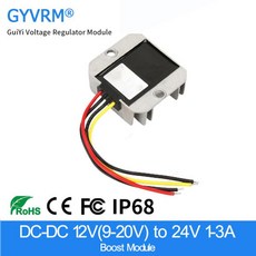 GYVRM 스텝 업 DC DC 컨버터 부스트 전압 레귤레이터 CE RoHS 12 V 24 V 1A 2A 3A 12 볼트 24 볼트 72W, 1개