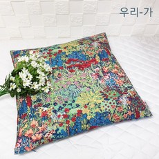 우리-가 수제 순면쿠션방석커버 50x50풍경 핸드메이드 방석커버1p(솜미포함), 네이비