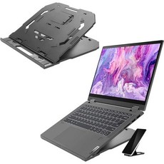 랩탑거치대 태블릿 노트북받침대 맥북 Lenovo 2in1 노트북 스탠드 최대 15인치 노트북용 미끄럼 방지 접이식 휴대용 스탠드휴대폰 포함 조절식 통풍 컴퓨터 호환 Dell HP