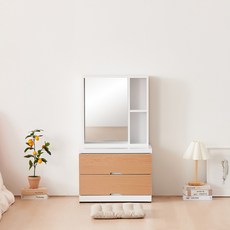 동서가구 소르베 600 좌식 2단 서랍장 수납거울 화장대 DF924148, 오크
