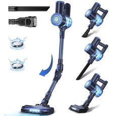 PrettyCare 무선 진공청소기 20KPa의 강력한 흡입력을 가진 스틱형, W400, Blue