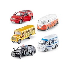 KIDAMI Die-cast Metal Toy Cars Set of 5 Openable Doors Pull Back Car Gift Pack for Kids (Officia, Official Car, one option, 1개