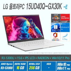 LG 울트라 PC 15UD40Q-GX30K +Win10 Pro / Win11 Pro 선택포함, WIN10 Pro, 24GB, 1537GB, AMD RYZEN 5300U, 화이트