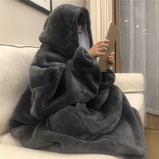 겨울 따뜻한 TV 포켓 후드 담요 성인 목욕 가운 소파 아늑한 담요 스웨터 솔리드 플러시 산호 양털 담요 Outwears