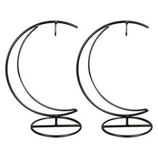 2pcs 미세경관 철제 연선 홀더 달 모양 행잉 병 철 랙 섬세한 행글라스 테라리움 홈 장식 장식 선반, 없음