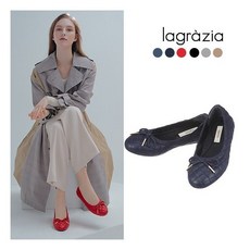 [라그라치아(슈즈)] (라그라치아) 그라치아(Grazia) 양가죽 퀼팅 플랫 + 파우치