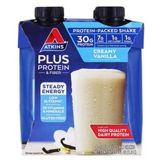 Atkins Plus Protein Fiber Creamy Vanilla 4 Shakes 11 fl oz (325 ml) Each Atkins Plus Protein Fi, 1
