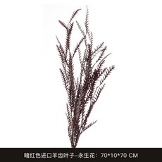 고가구 현대 심플 핸드메이드 투명 유리 화병 모델하우스 거실 라이트 브라운 플라워 소품, 다크레드 수입양치잎(70*10*70cm)