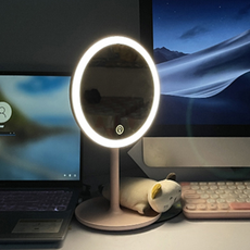 포문 3컬러 LED 화장 거울 터치 조명거울, 화이트