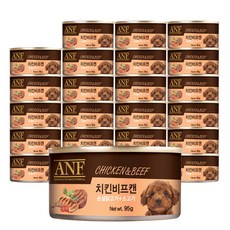 에이엔에프 강아지 간식캔, 치킨 + 비프 혼합맛, 95g, 24개 - anf강아지캔